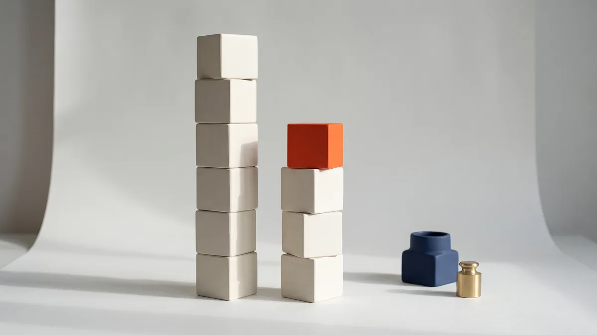 Two stacks of cubes, one half the height of the other, the cover image for Facebook Now Half the Size of Myspace!