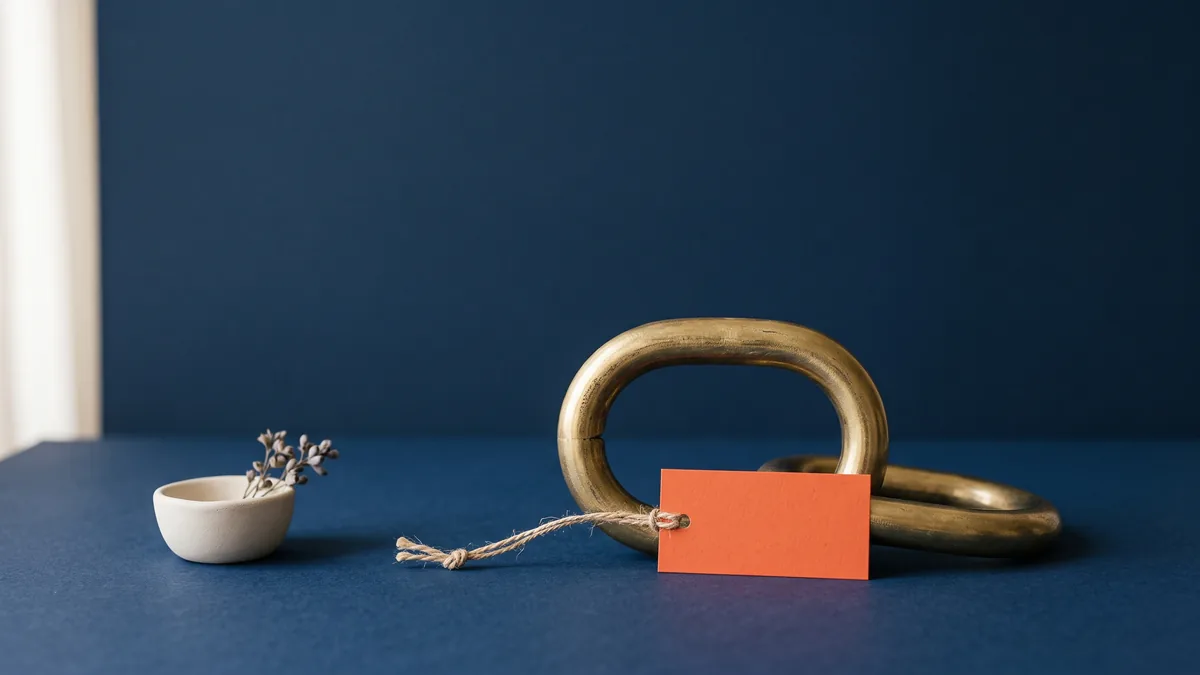 Brass chain link with a blank orange price tag, the cover image for Google & Paid Links: What is Google Thinking?