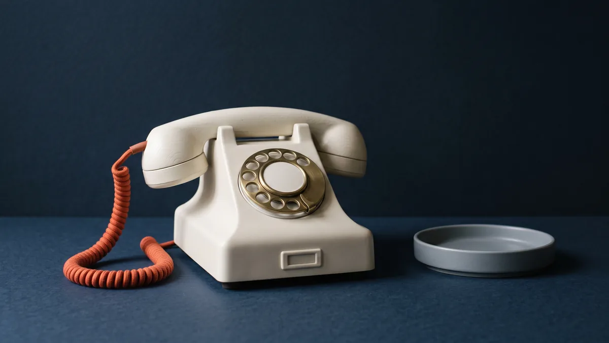 Vintage rotary telephone with an orange cord, the cover image for Kyle Loves Google Voice