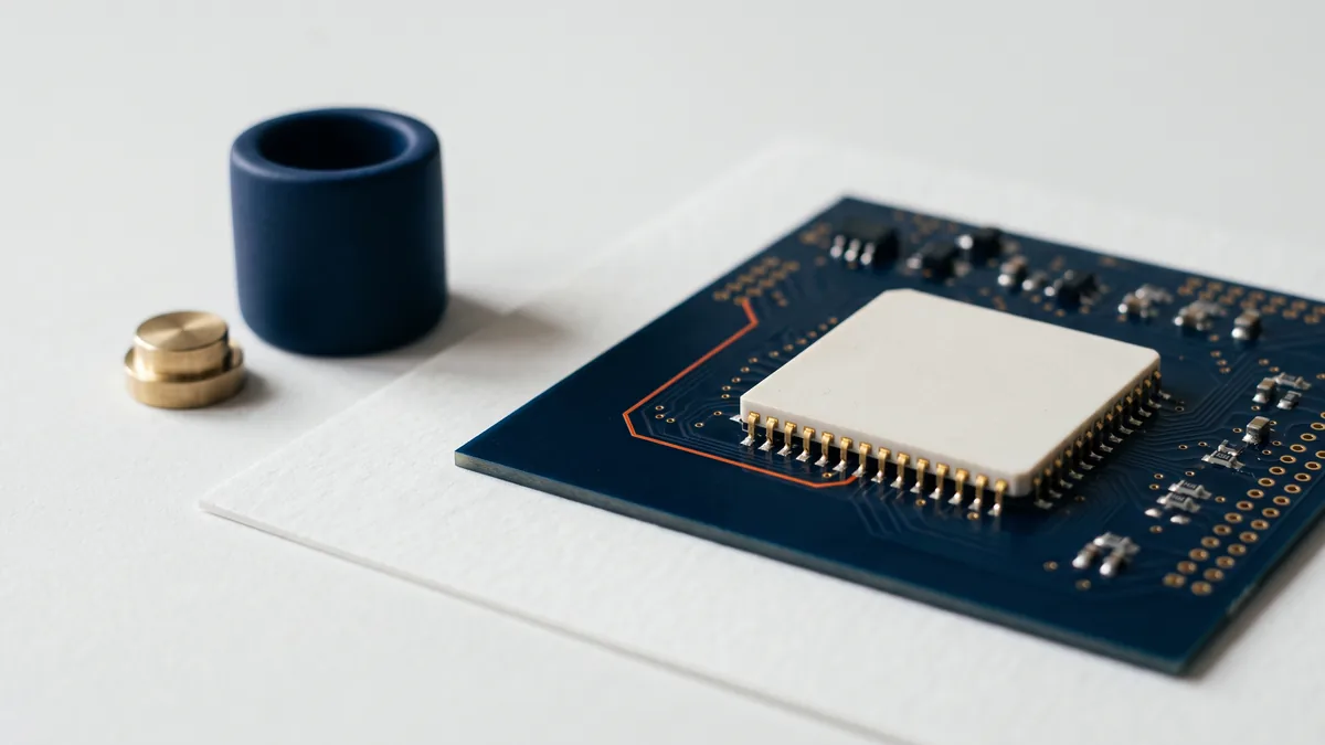 Macro of a microchip with one orange circuit trace, the cover image for Mobile Processors 50% Faster by End of 2010