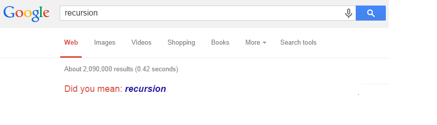 Recursion Google search result