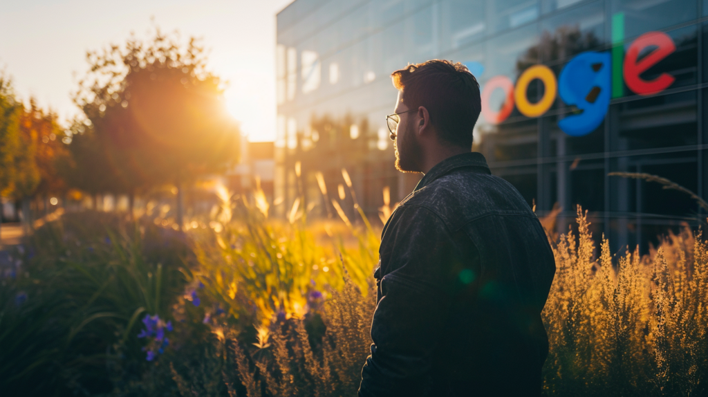 Man staring into future with Google